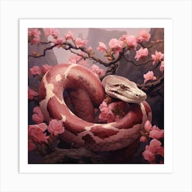 Bushmaster Snake Pink Jungle Animal Portrait Art Print