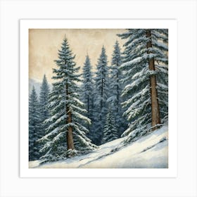 Snowy Pines 1 Art Print