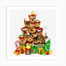 Funny Yorkshire Terrier Dog Christmas Tree Xmas Pajamas Art Print