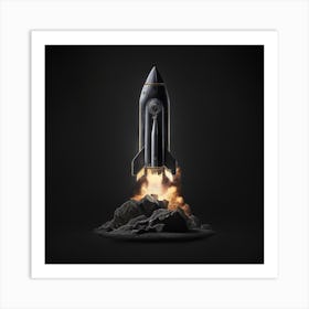 Space Rocket Launch Art Print