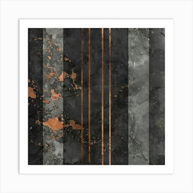 Black And Copper Stripes 1 Art Print