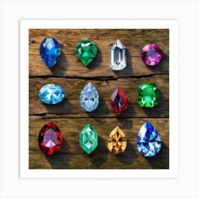 Gems On Wood Art Print