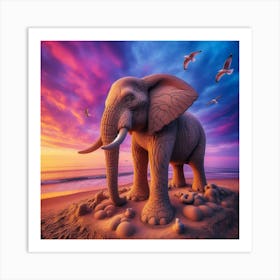 Elephant In The Sand 1 Art Print