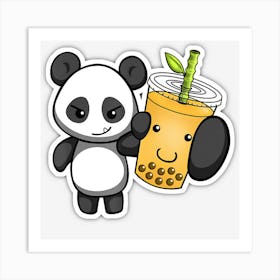 Hot Trend Panda Bear Bubble Boba Tea Woke Kawaii Anime Art Print