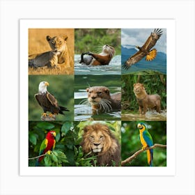 Collage Of Animals Art Print