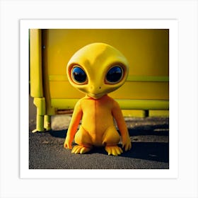 Firefly Cute, Friendly, Alien, Yellow, Cat Eyes, Bus Stop, Whimsical, Vibrant, Extraterrestrial, Cha (9) Art Print