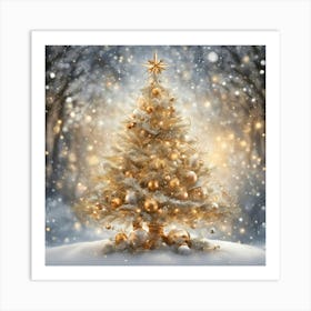 Christmas Tree With Baubles Art Print