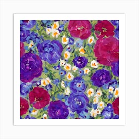 Purple And Blue Flowers Art Print