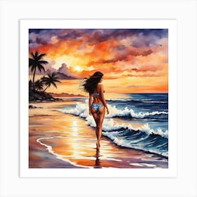 Sunset On The Beach Art Print