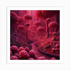 Raspberry Forest Art Print