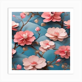 Cherry Blossoms, pink rose Art Print