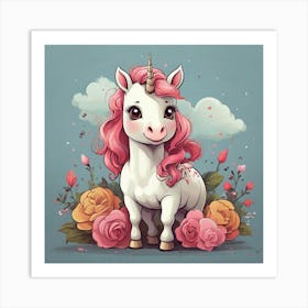 Unicorn With Roses Art Print