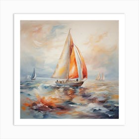 Sailboat on Sea, Abstract art 1 Art Print