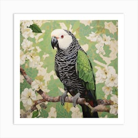 Ohara Koson Inspired Bird Painting Parrot 4 Square Art Print