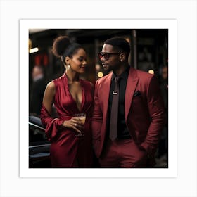 Black Couple Date Night Art Print