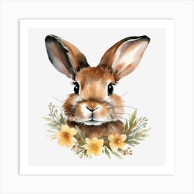 Bunny With Flowers 1 Art Print