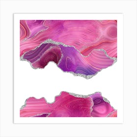 Magenta & Silver Agate Texture 07 1 Art Print