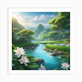 Landscape With Water Lilies Art Print