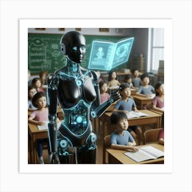 Robot In Classroom 16 Art Print