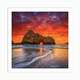 Sunset At Pfeiffer Beach In Big Sur California Art Print