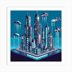 8-bit cybernetic city 1 Art Print