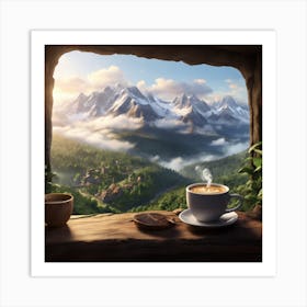 Coffee And Mountains Art Print