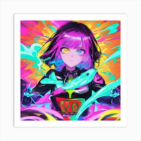 Anime Pastel Dream Bold Neon Colors Cartoon Style Illustration 2 (1) Art Print