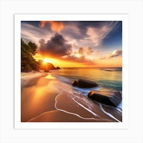 Sunset On The Beach 946 Art Print