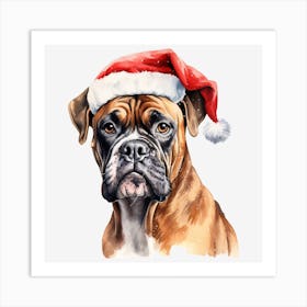 Boxer Dog With Santa Hat 3 Art Print