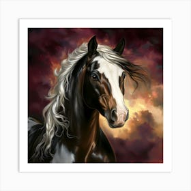 Horse Beneath a Fiery Sky Art Print