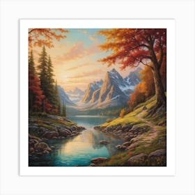 Sunset In The Mountains Art Print