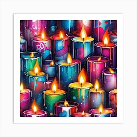 Many Colorful Candles 1 Art Print