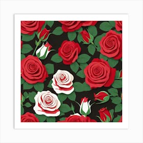 Seamless Pattern With Roses Art Print