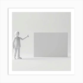 Businessman Pointing At Blank Sign Art Print