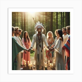 Indian Tribe In The Forest Art Print