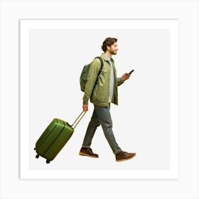 Man Walking With Luggage Poster