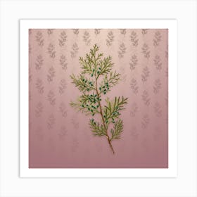 Vintage Virginian Juniper Botanical on Dusty Pink Pattern n.2180 Art Print