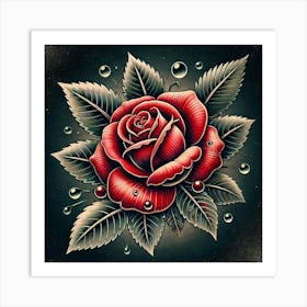 Tattoo Rose 3 Art Print