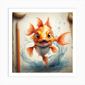 Goldfish Drawing 1 Art Print