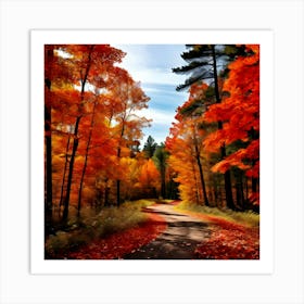 Autumn Leaves On The Road Art Print