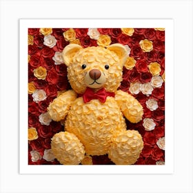 Teddy Bear With Roses 3 Art Print