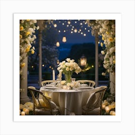 Table Setting At Night Art Print