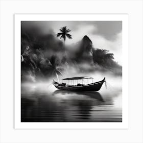 Firefly A Boat On A Beautiful Mist Shrouded Lush Tropical Island 31069 Art Print