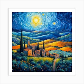 Starry Night In Tuscany Art Print