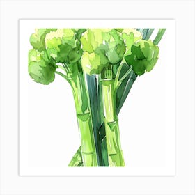 Watercolor Illustration Of Broccoli Art Print