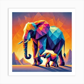 Mountain Pair Elephants Art Print