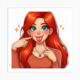 Redhead long hair Art Print