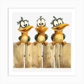 Three Birds On A Fence 10 Art Print