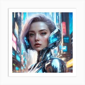 Futuristic Woman - Modern - Urban 01 Art Print