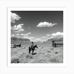 Cowboy In The Desert Art Print